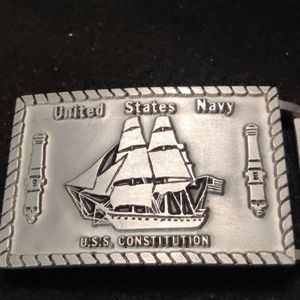 US Navy U.S.S Constitution pewter belt buckle